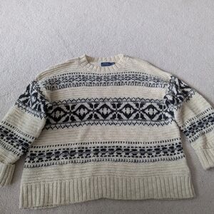 Polo by Ralph Lauren Beige and Navy Patterned Crewneck Sweater